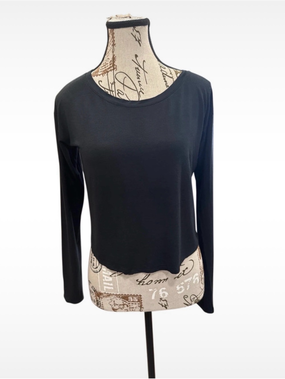 Aerie Black cropped Long-Sleeve Women's Top - Classic Crewneck, small